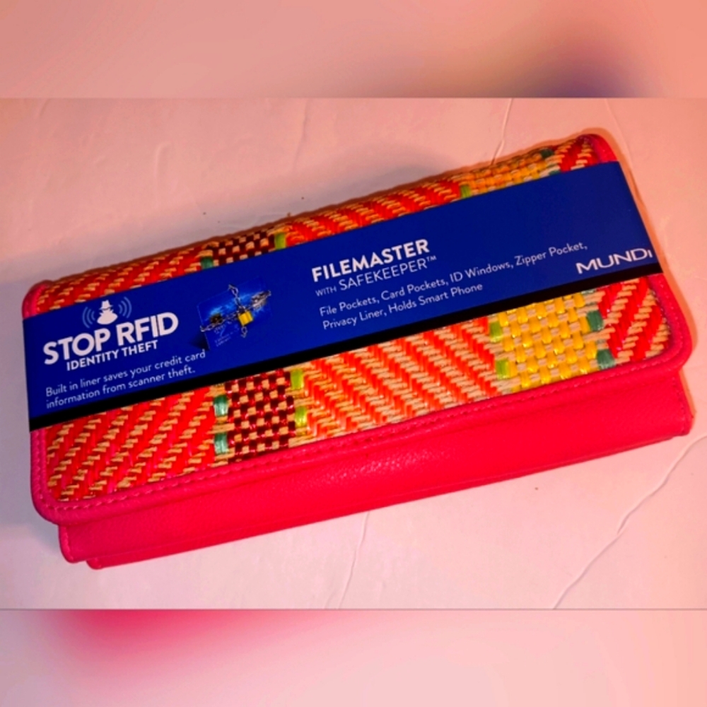 PINK WOVEN File Master Organizer Wallet RFID BLOCKING TECHNOLOGY MSRP $59